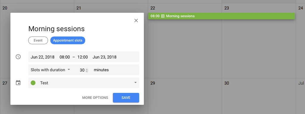 Google Calendar Appointment Slots 2018